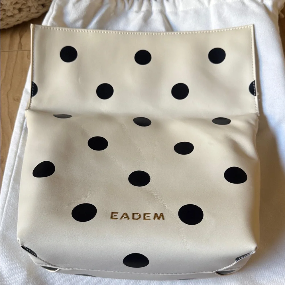 Eadem Cream and Black Polka Dot Cosmetic Bag